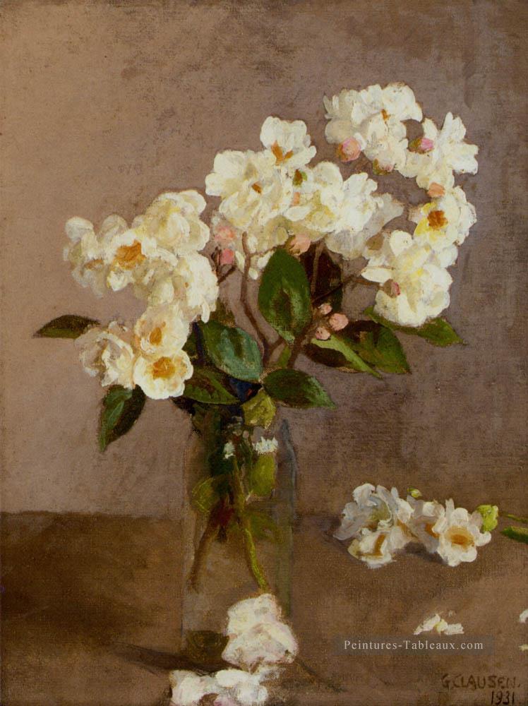 Les petites roses blanches moderne fleur Impressionniste Sir George Clausen Peintures à l'huile